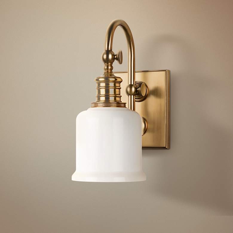 Image 1 Hudson Valley Keswick 11" High Aged Brass Wall Sconce