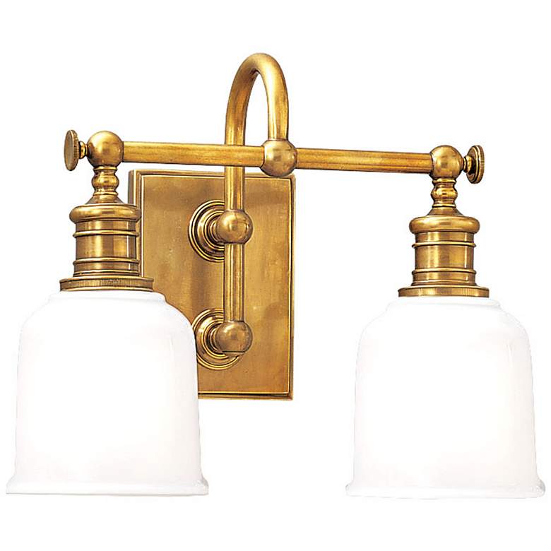 Image 1 Hudson Valley Keswick 13 1/2"W Aged Brass Two-Light Sconce
