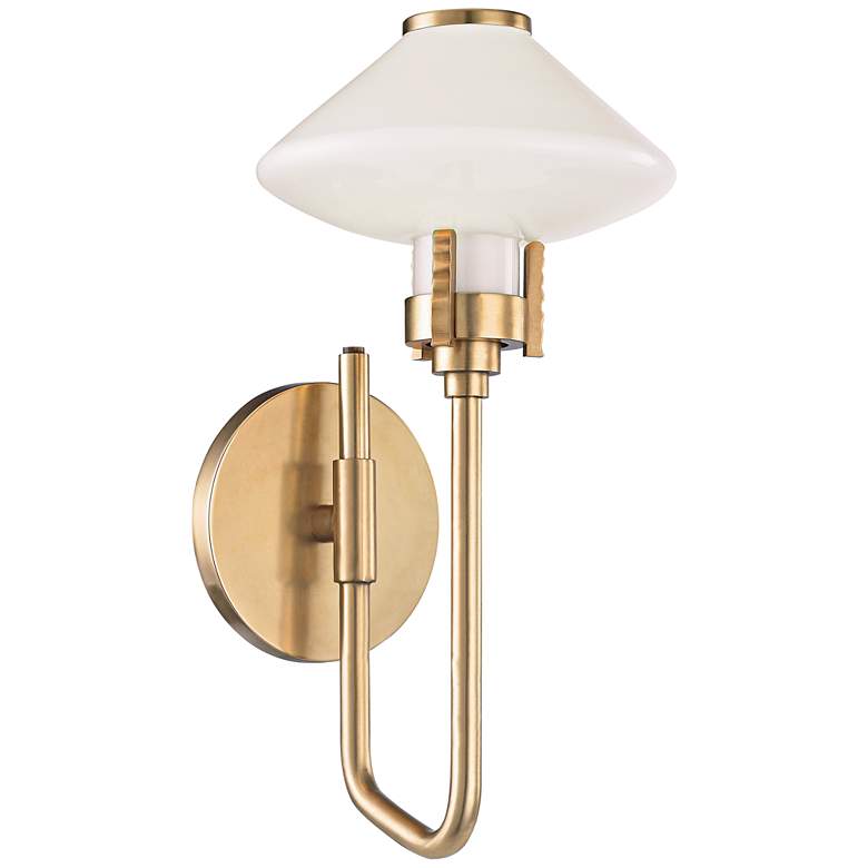 Image 1 Hudson Valley Knowles 12 3/4-Inch-H Aged Brass LED Sconce