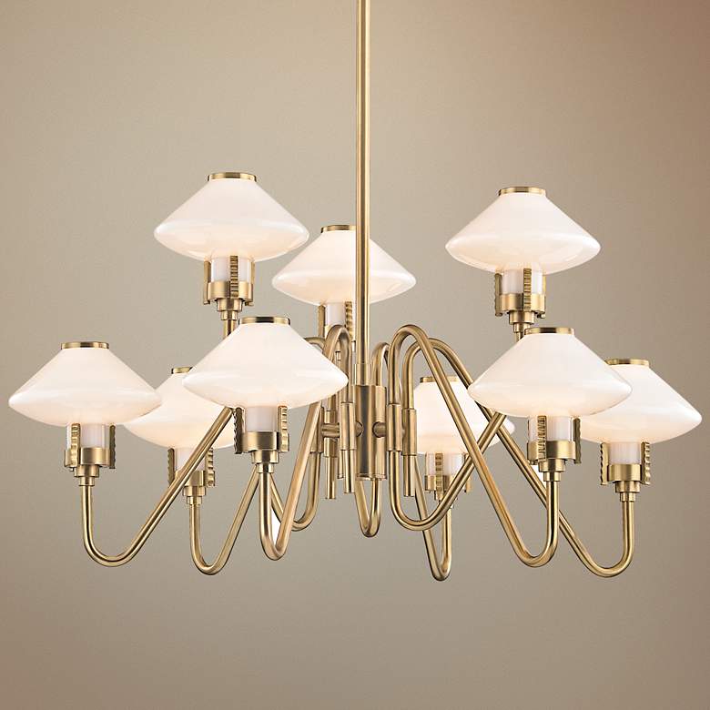 Image 1 Hudson Valley Knowles 29 3/4 inchWide Aged Brass LED Chandelier