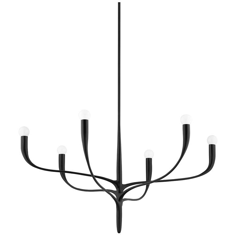 Image 1 Hudson Valley Labra 36 3/4"W Aged Iron 6-Light Chandelier