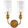 Hudson Valley Lafayette 12.5" Wide Aged Brass 2 Light Wall Sconce