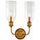 Hudson Valley Lafayette 12.5" Wide Aged Brass 2 Light Wall Sconce