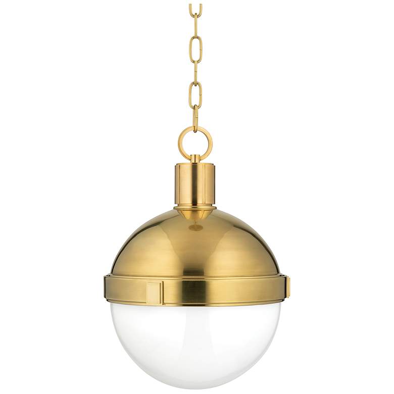 Image 1 Hudson Valley Lambert 12 1/2" Wide Aged Brass Mini Pendant