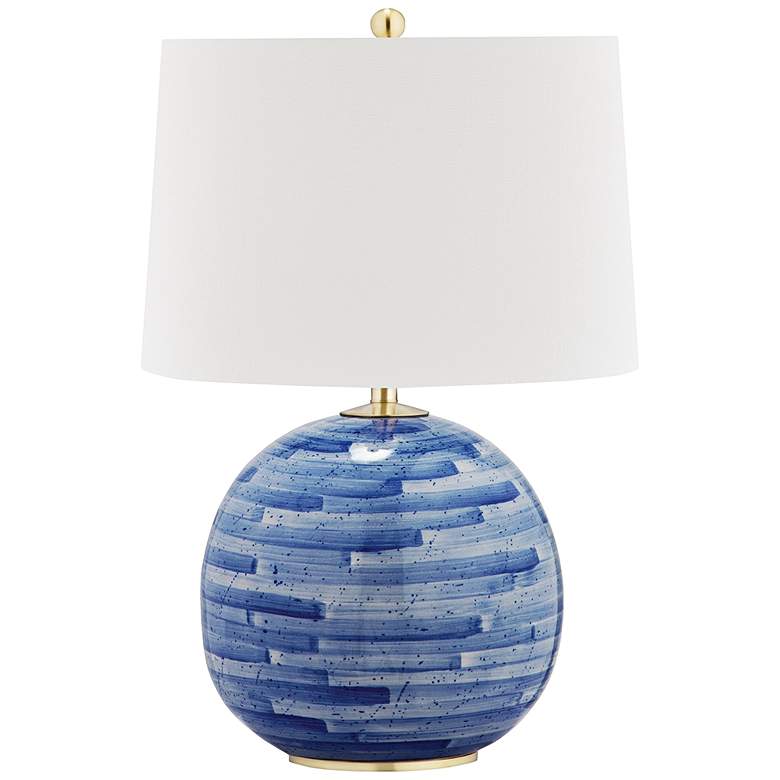 Image 1 Hudson Valley Laurel Blue Stripes Ceramic Table Lamp