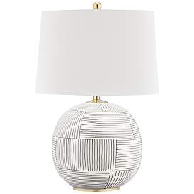 Image1 of Hudson Valley Laurel White Stripes Ceramic Table Lamp