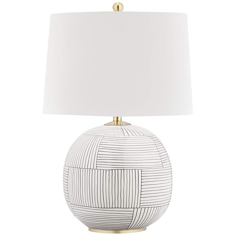 Image 1 Hudson Valley Laurel White Stripes Ceramic Table Lamp