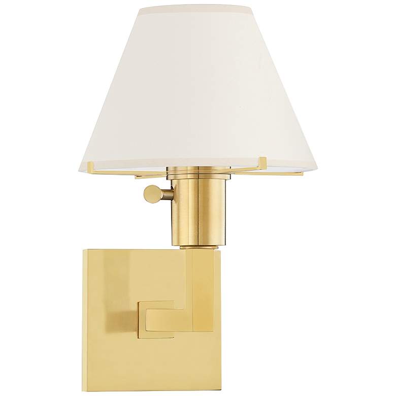 Image 1 Hudson Valley Leeds 14 3/4 inch High Aged Brass Wall Sconce