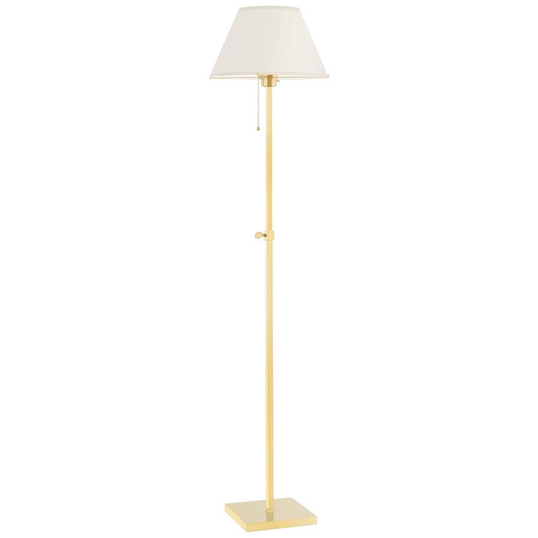 Image 2 Hudson Valley Leeds Adjustable Height Aged Brass Floor Lamp
