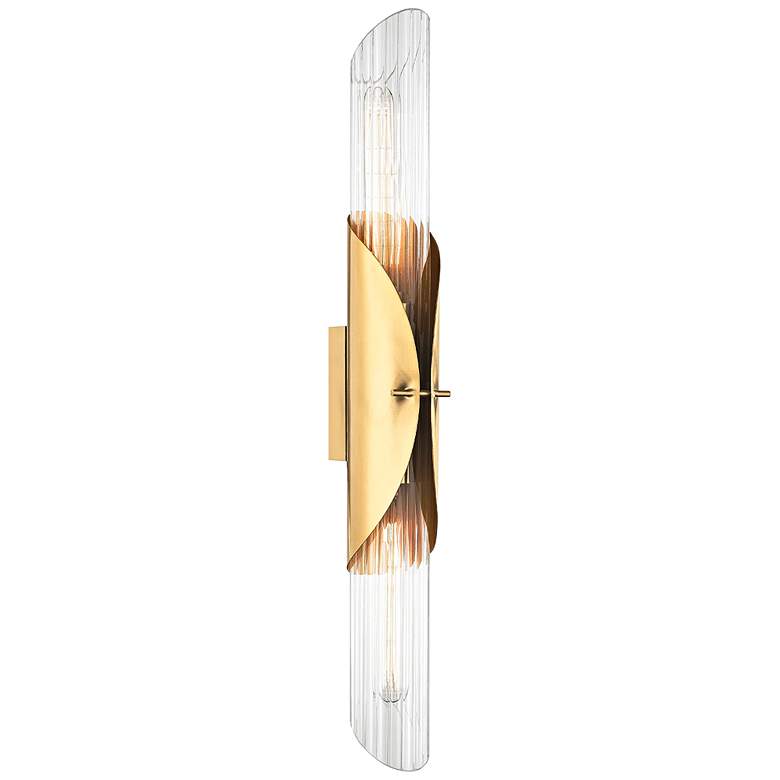 Image 1 Hudson Valley Lefferts 26" High Aged Brass 2-Light Wall Sconce