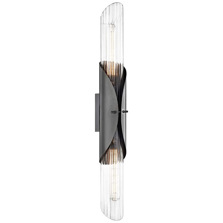 Image 1 Hudson Valley Lefferts 26"H Old Bronze 2-Light Wall Sconce