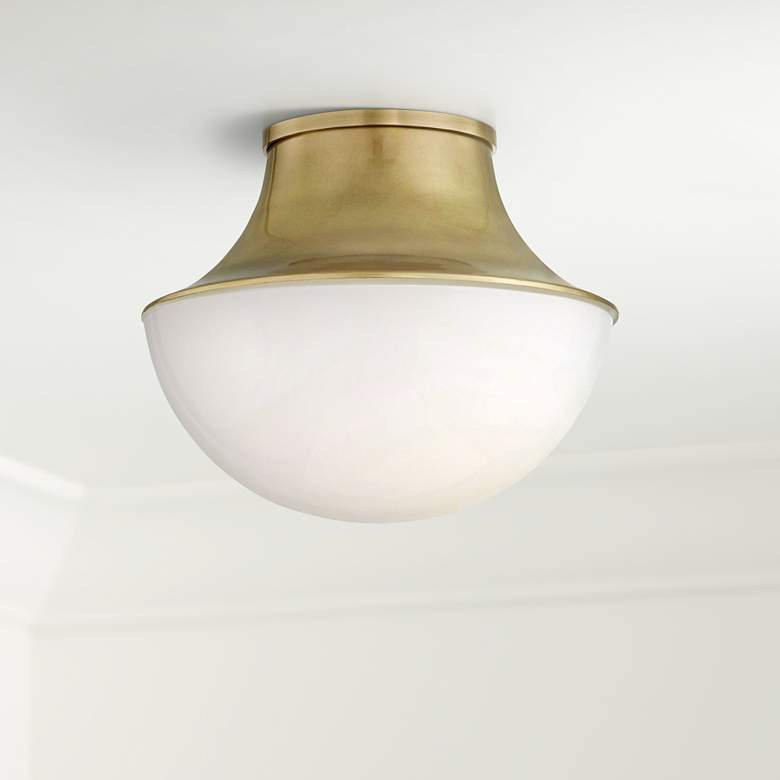 Image 1 Hudson Valley Lettie 10 3/4"W Aged Brass LED Ceiling Light
