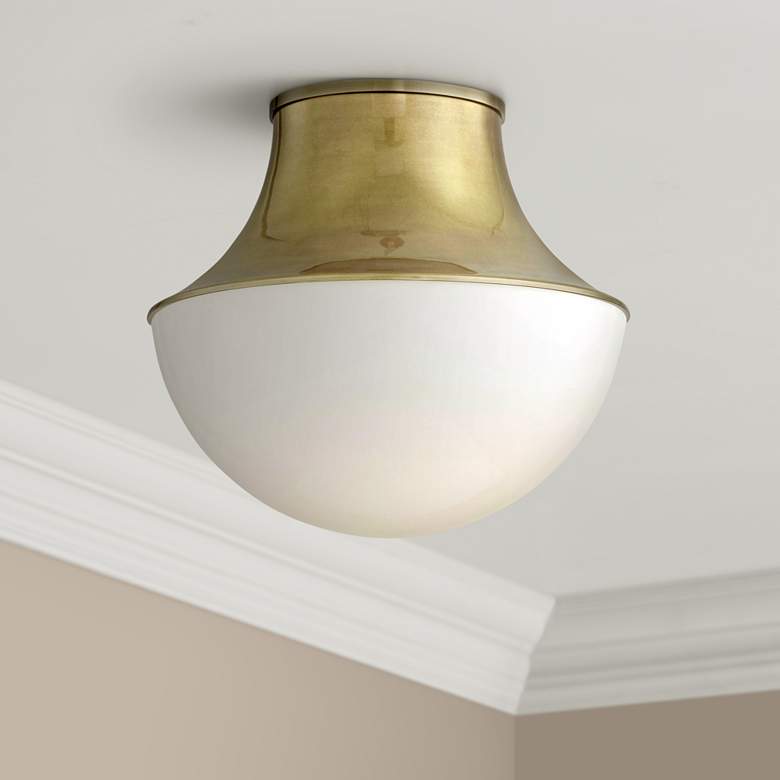 Image 1 Hudson Valley Lettie 14 3/4" Wide Aged Brass LED Ceiling Light