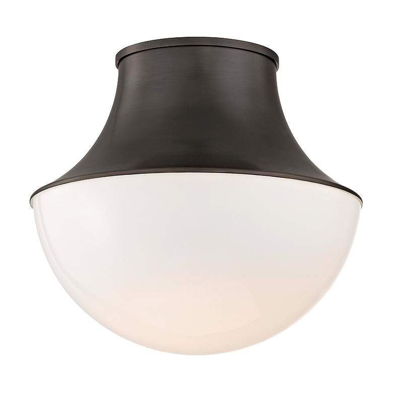 Image 2 Hudson Valley Lettie 14 3/4" Wide Old Bronze White Glass Ceiling Light more views