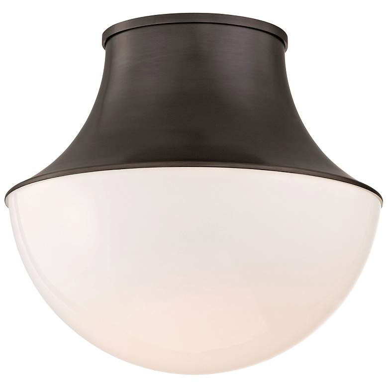 Image 3 Hudson Valley Lettie 14 3/4" Wide Old Bronze White Glass Ceiling Light more views