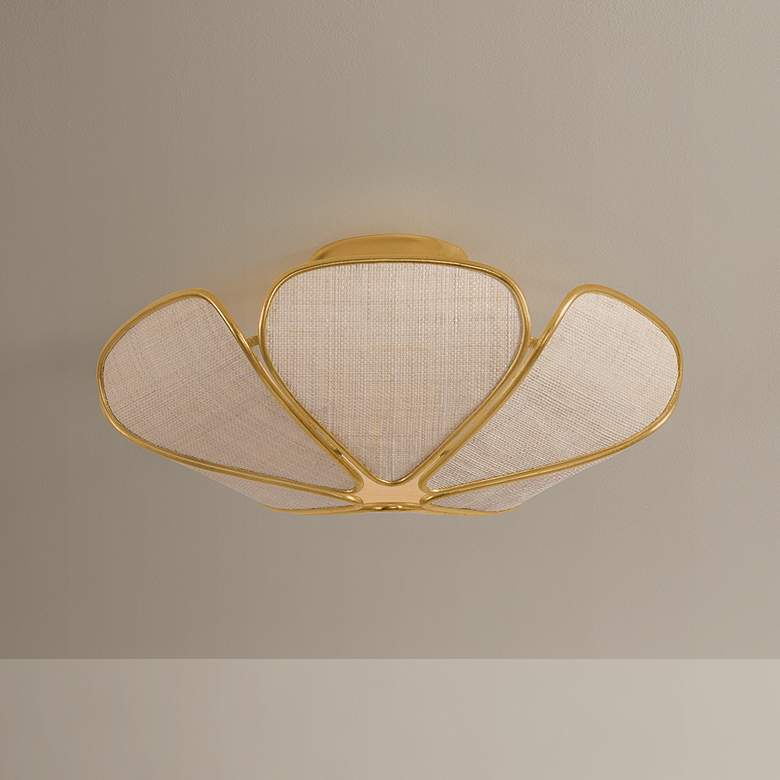 Image 1 Hudson Valley Lighting Bayville Semi Flush Vintage Gold Leaf