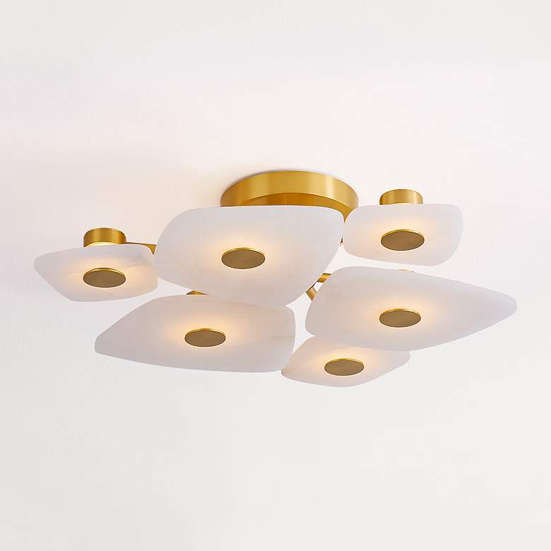 Image 1 Hudson Valley Lighting Holmdel 27.75 in. Aged Brass Semi Flush