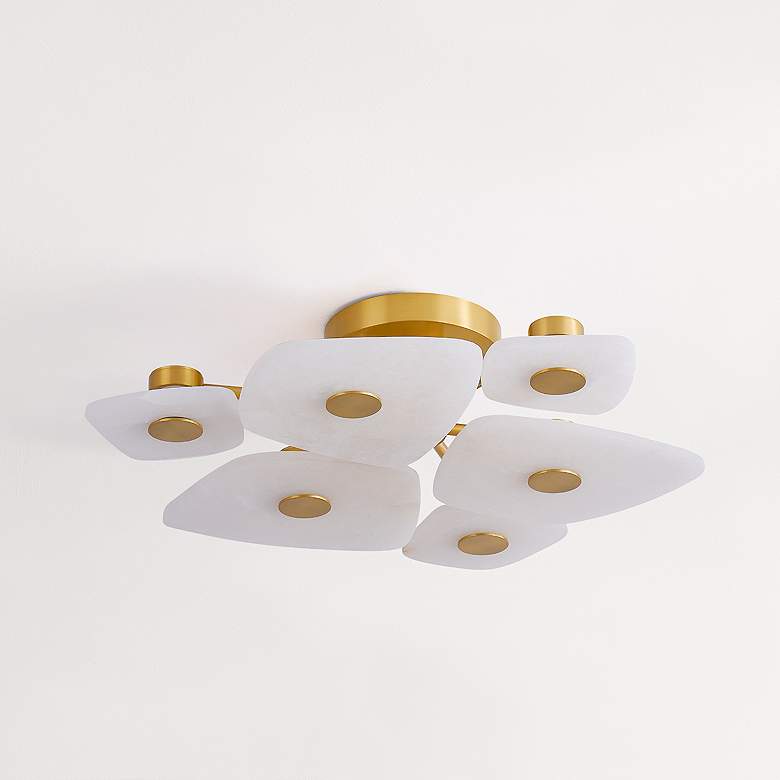 Image 5 Hudson Valley Lighting Holmdel 27.75 in. Aged Brass Semi Flush more views