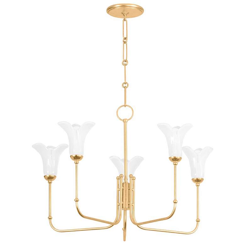 Image 1 Hudson Valley Lighting Montclair 30 in. Vintage Gold Leaf Chandelier