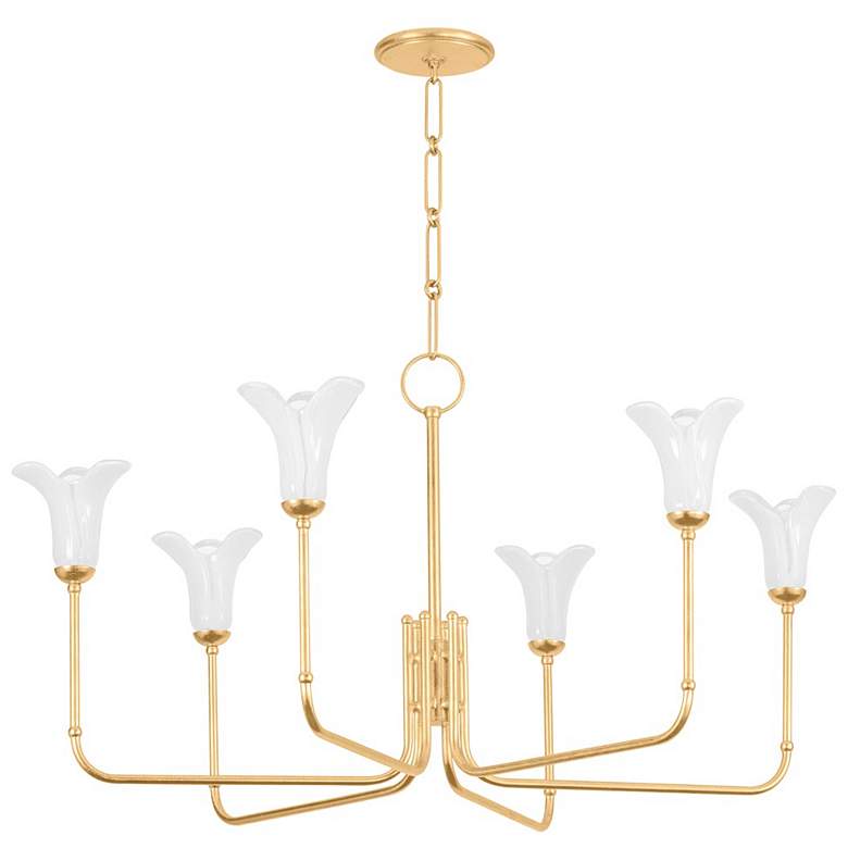 Image 1 Hudson Valley Lighting Montclair 40 in. Vintage Gold Leaf Chandelier