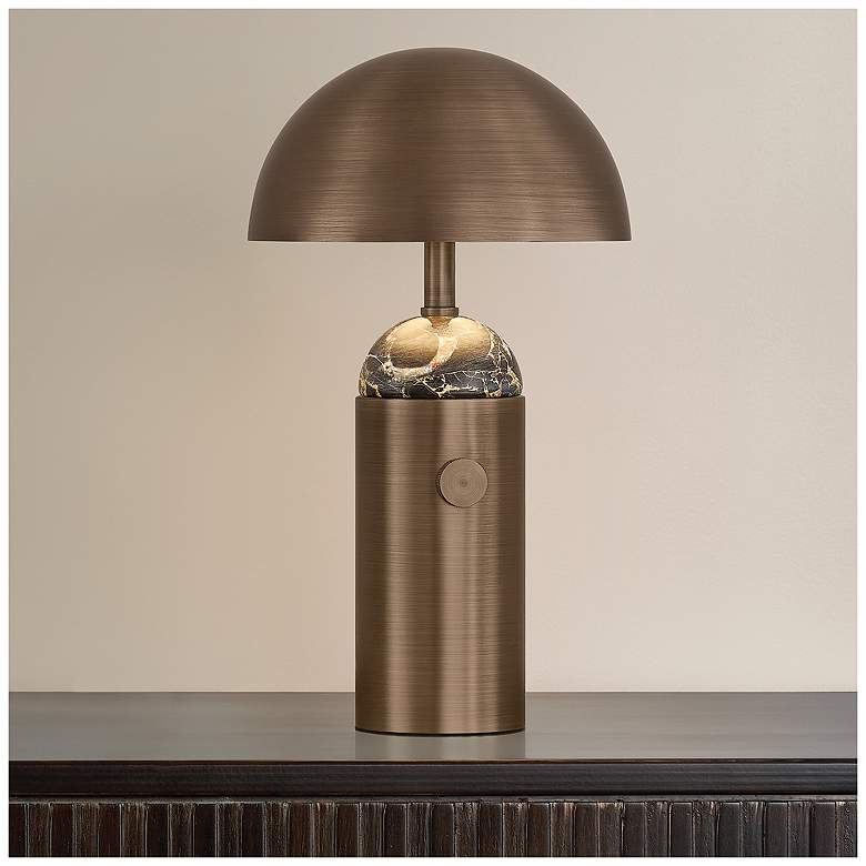 Image 1 Hudson Valley Lighting Parkston Rechargeable Table Lamp Historic Bronze