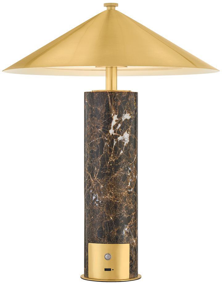 Image 2 Hudson Valley Lighting Permont Rechargeable Table Lamp Aged Brass