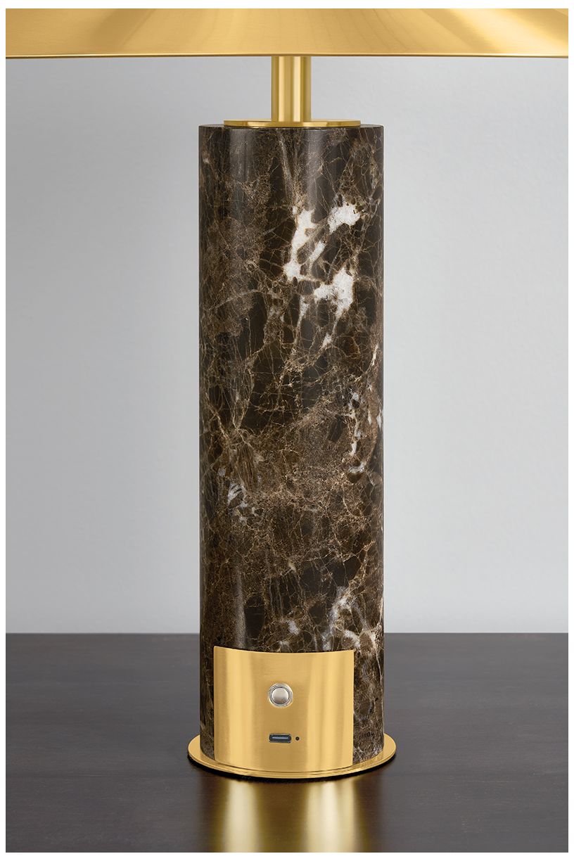 Image 4 Hudson Valley Lighting Permont Rechargeable Table Lamp Aged Brass more views