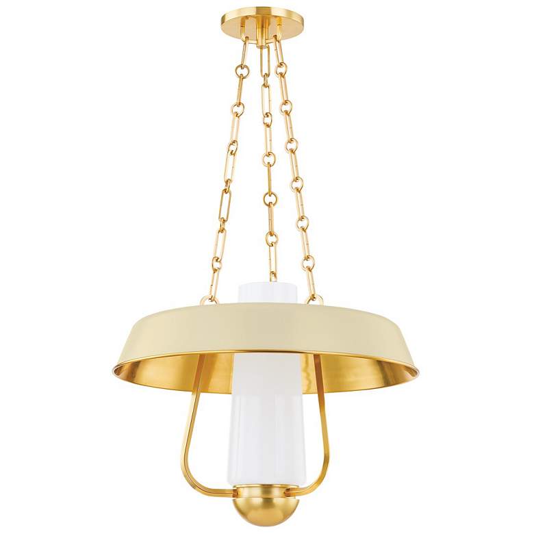 Image 1 Hudson Valley Lighting Provincetown 18 in. Aged Brass/ Soft Sand Lantern