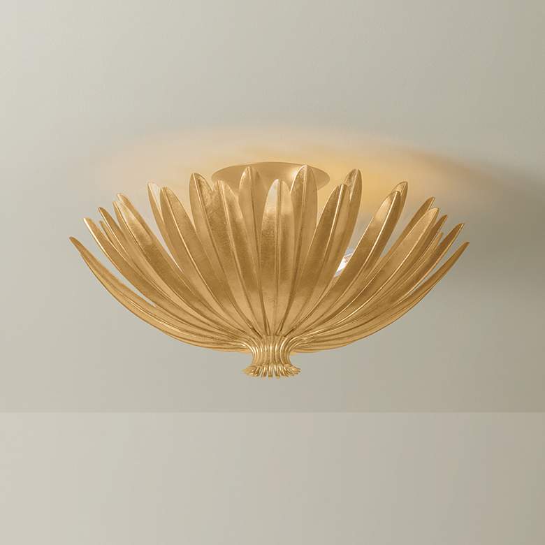 Image 1 Hudson Valley Lighting Whitfield Semi Flush Vintage Gold Leaf