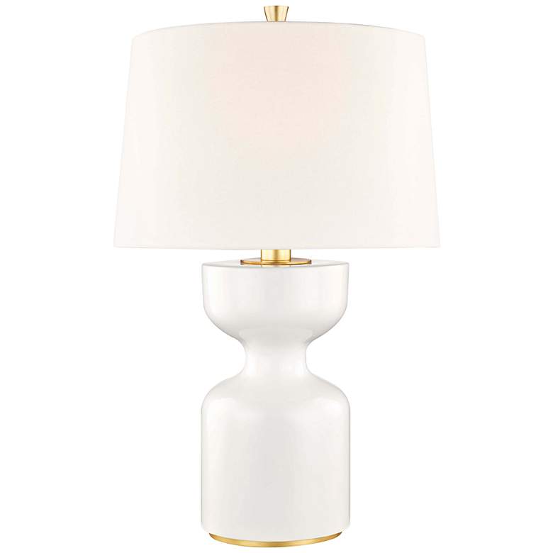 Image 1 Hudson Valley Locust Grove Glossy White Accent Table Lamp