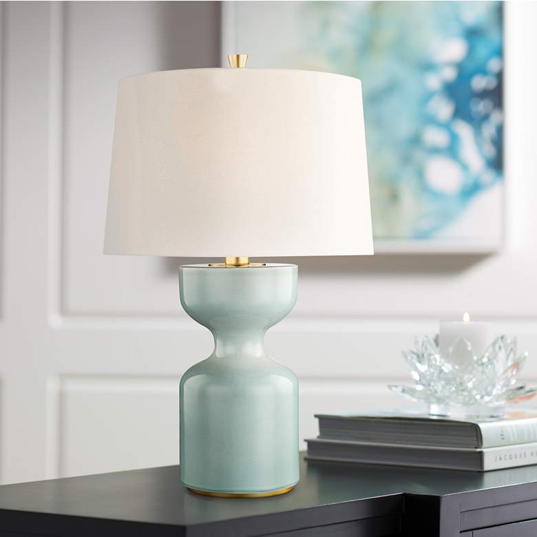 Image 1 Hudson Valley Locust Grove Turquoise Blue Accent Table Lamp