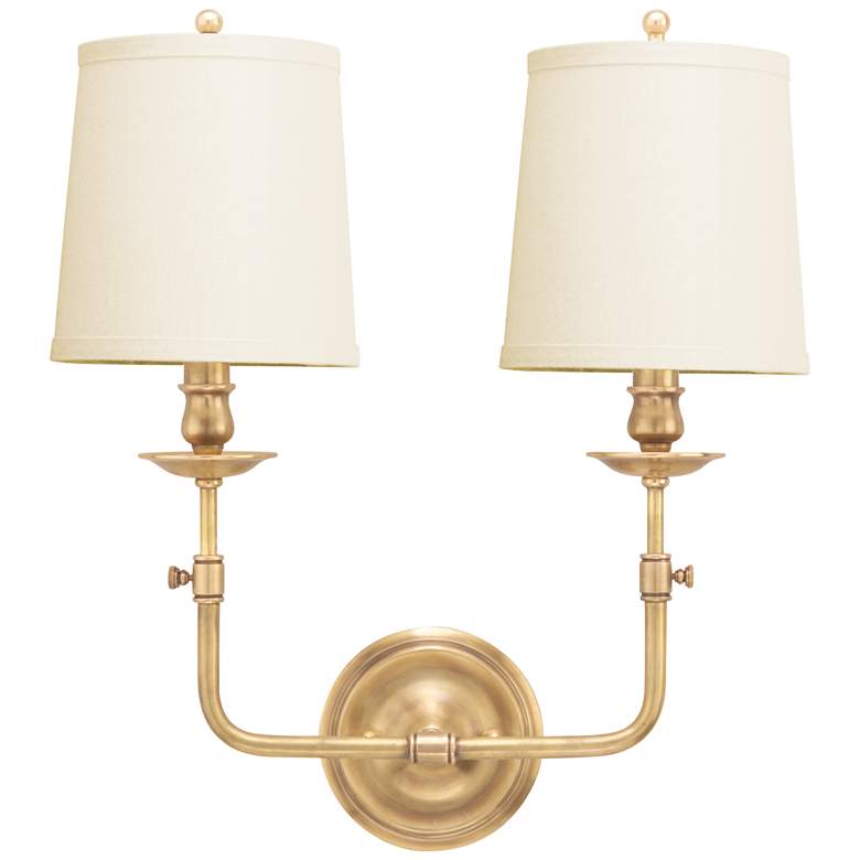 Image 1 Hudson Valley Logan Adjustable Height 2-Light Aged Brass Wall Sconce