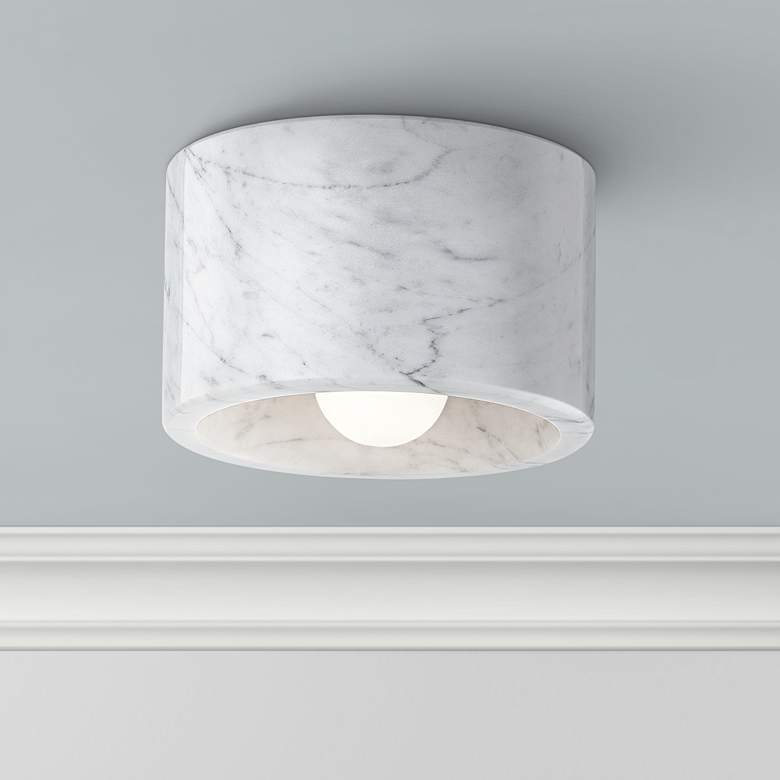 Image 1 Hudson Valley Loris 6 1/4 inch Wide White Marble Ceiling Light