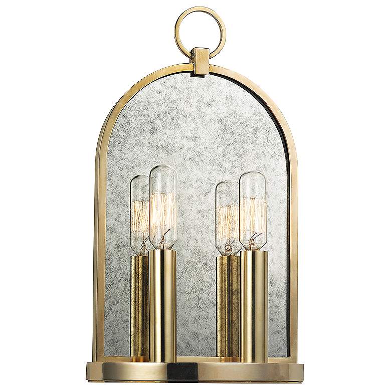 Image 1 Hudson Valley Lowell 13 3/4 inch High 2-Light Aged Brass Sconce