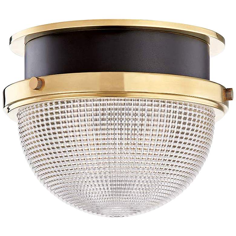 Hudson Valley Lucien 14&quot; Wide Aged Brass and Black Ceiling Light