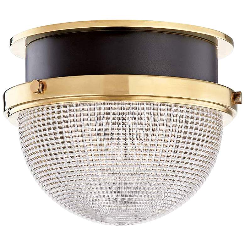 Image 1 Hudson Valley Lucien 14" Wide Aged Brass and Black Ceiling Light