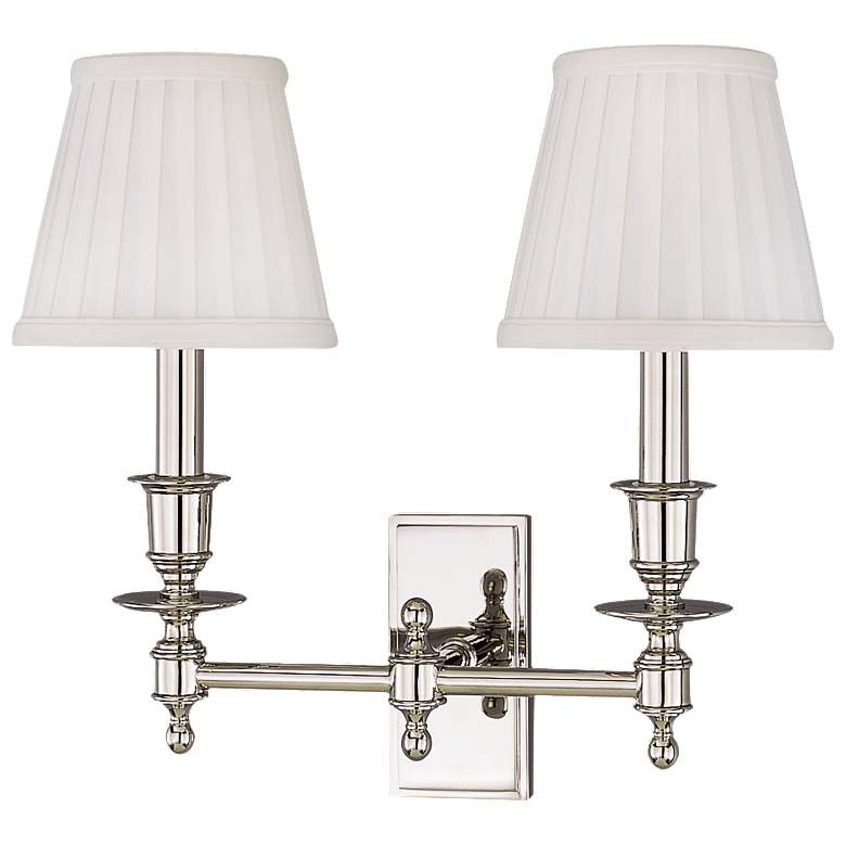 Image 1 Hudson Valley Ludlow 14 inch Wide Polished Nickel 2 Light Wall Sconce