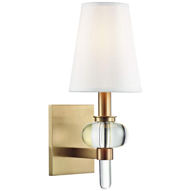 Image 1 Hudson Valley Luna 14 inch High Aged Brass Wall Sconce