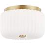 Hudson Valley Lydia 10" Wide Aged Brass Opal Glass Drum Ceiling Light