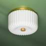 1_Hudson Valley Lydia 10" Wide Aged Brass Opal Glass Drum Ceiling Light