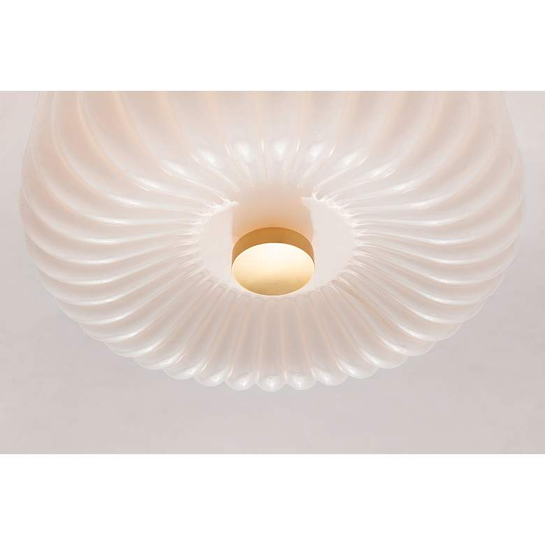Image 7 Hudson Valley Lydia 10" Wide Aged Brass Opal Glass Drum Ceiling Light more views