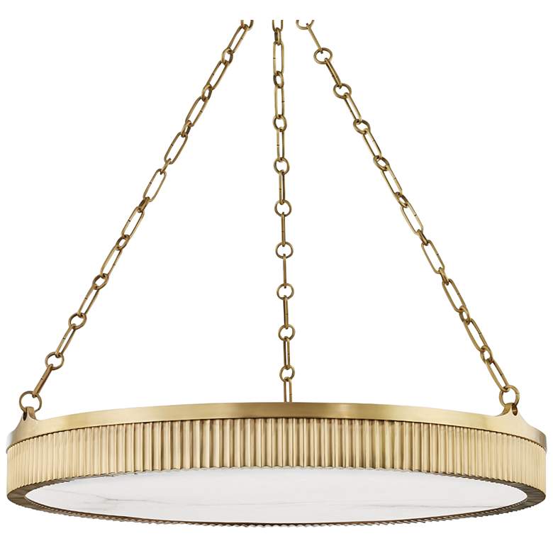 Image 2 Hudson Valley Lynden 30" Wide Aged Brass LED Chandelier