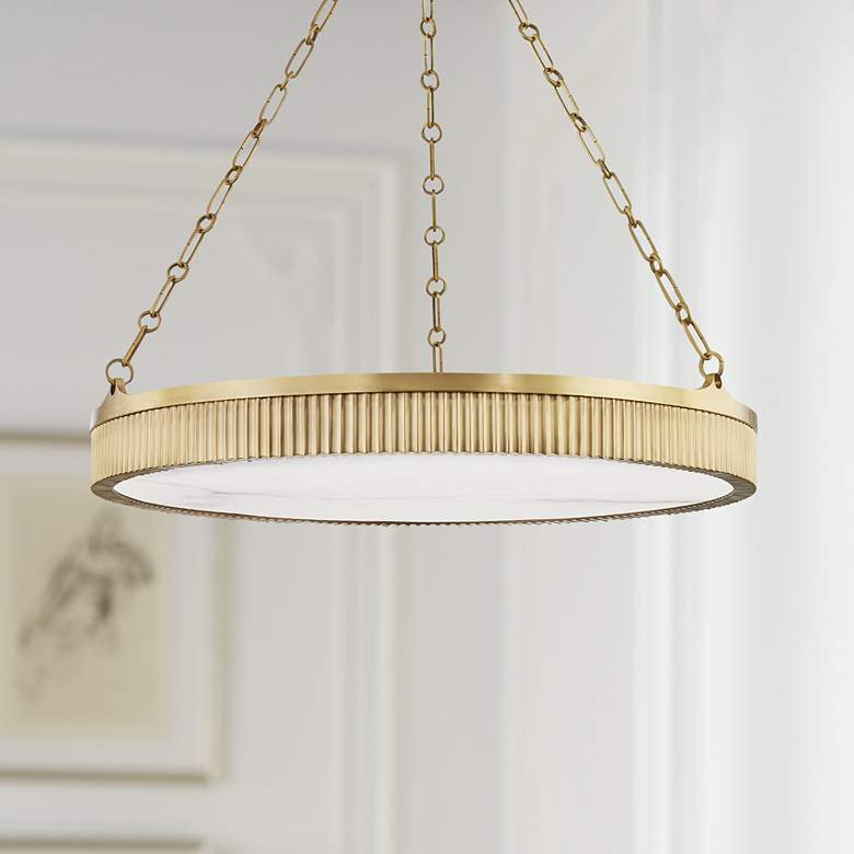 Image 1 Hudson Valley Lynden 30" Wide Aged Brass LED Chandelier