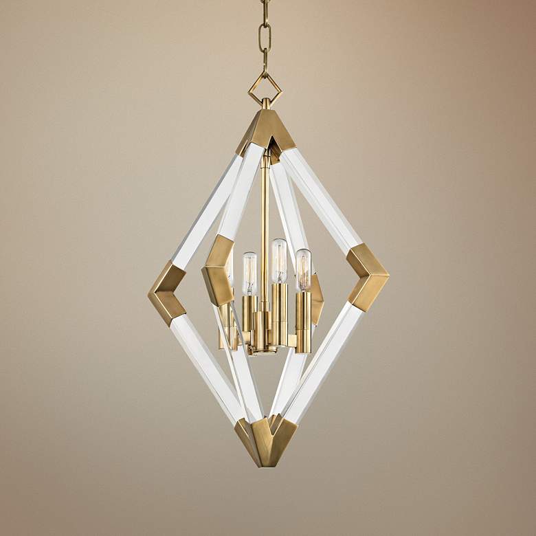 Image 1 Hudson Valley Lyons 17 1/4" Wide Aged Brass Pendant Light