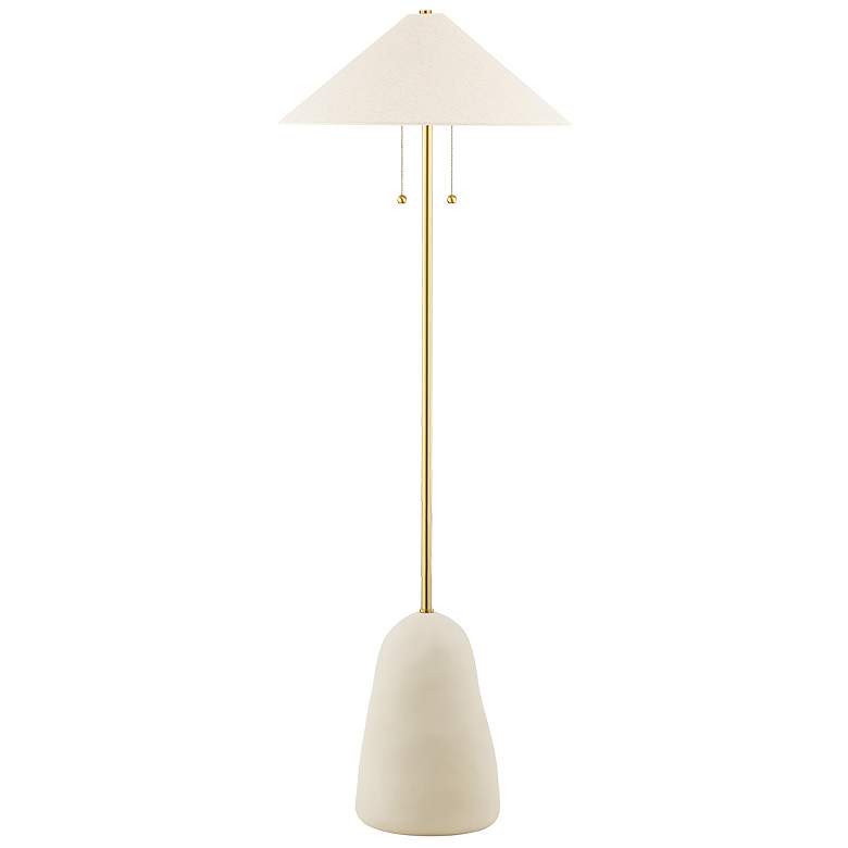 Image 1 Hudson Valley Maia 67" High Aged Brass Textured Ceramic Floor Lamp