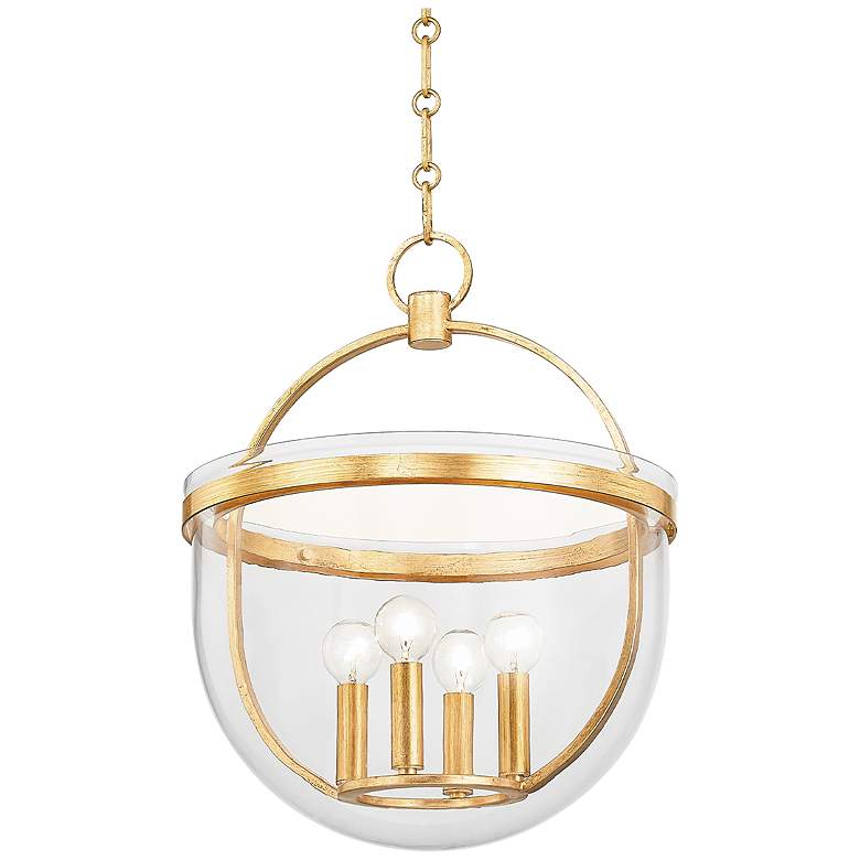 Image 1 Hudson Valley Malloy 15.5" Wide Vintage Gold Leaf 4 Light Lantern