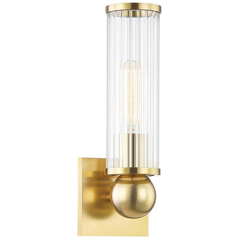Image 2 Hudson Valley Malone 13 1/2" High Aged Brass Wall Sconce