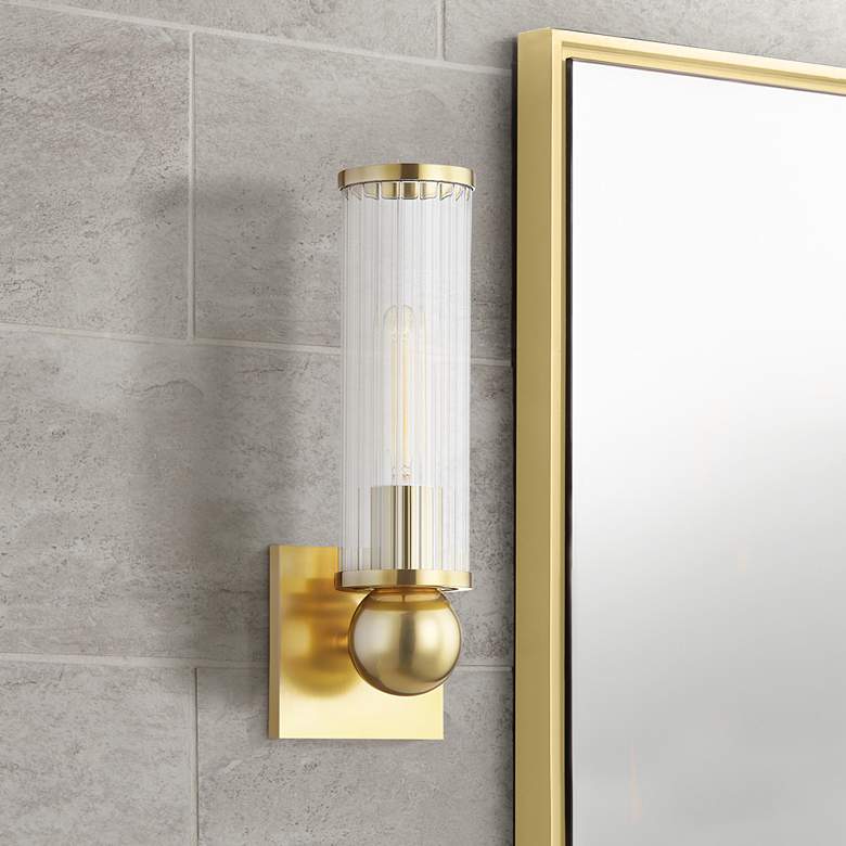 Image 1 Hudson Valley Malone 13 1/2" High Aged Brass Wall Sconce