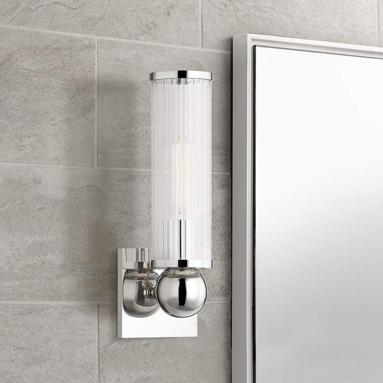 Image 1 Hudson Valley Malone 13 1/2"H Polished Nickel Wall Sconce