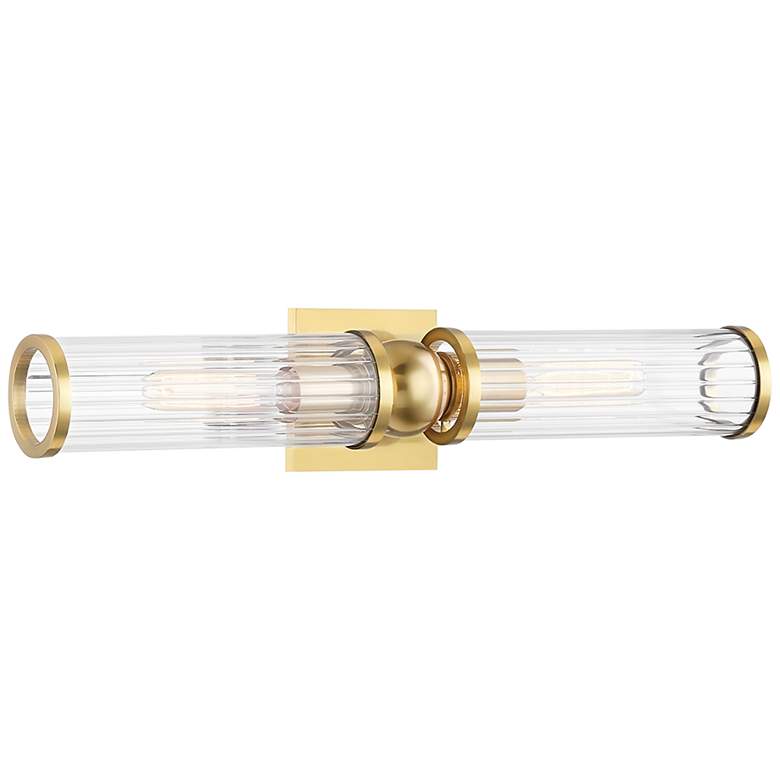 Image 2 Hudson Valley Malone 22 1/4"W Aged Brass 2-Light Bath Light